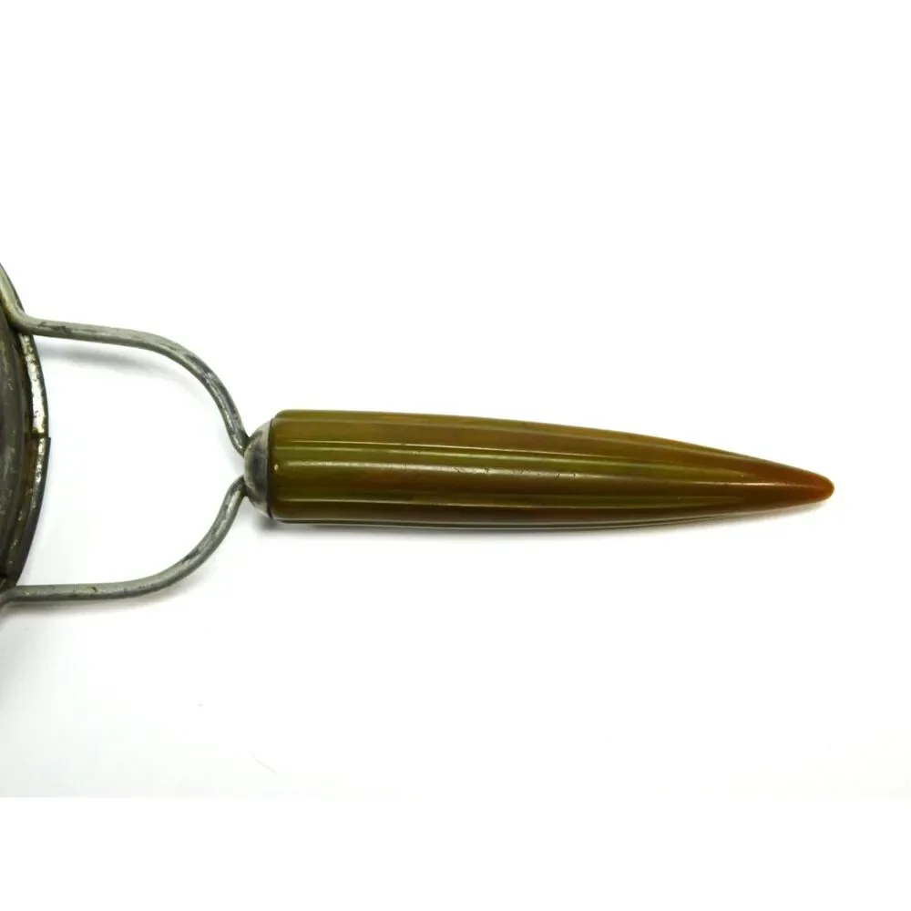 Vintage Bakelite Green Handle Strainer Metal Sifter 12 inch Large